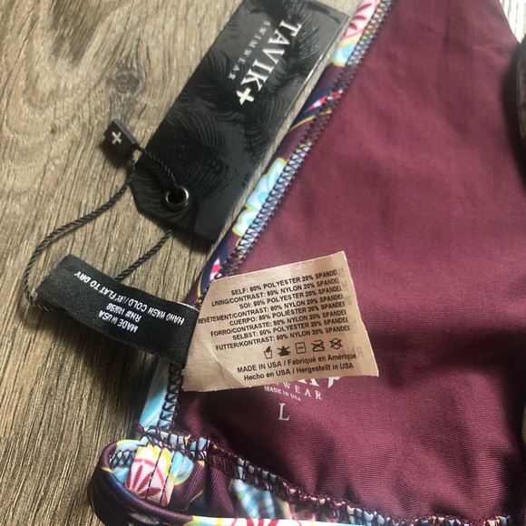 Tavik Monaco Merlot Bikini Floral Top Large - Picture 4 of 7